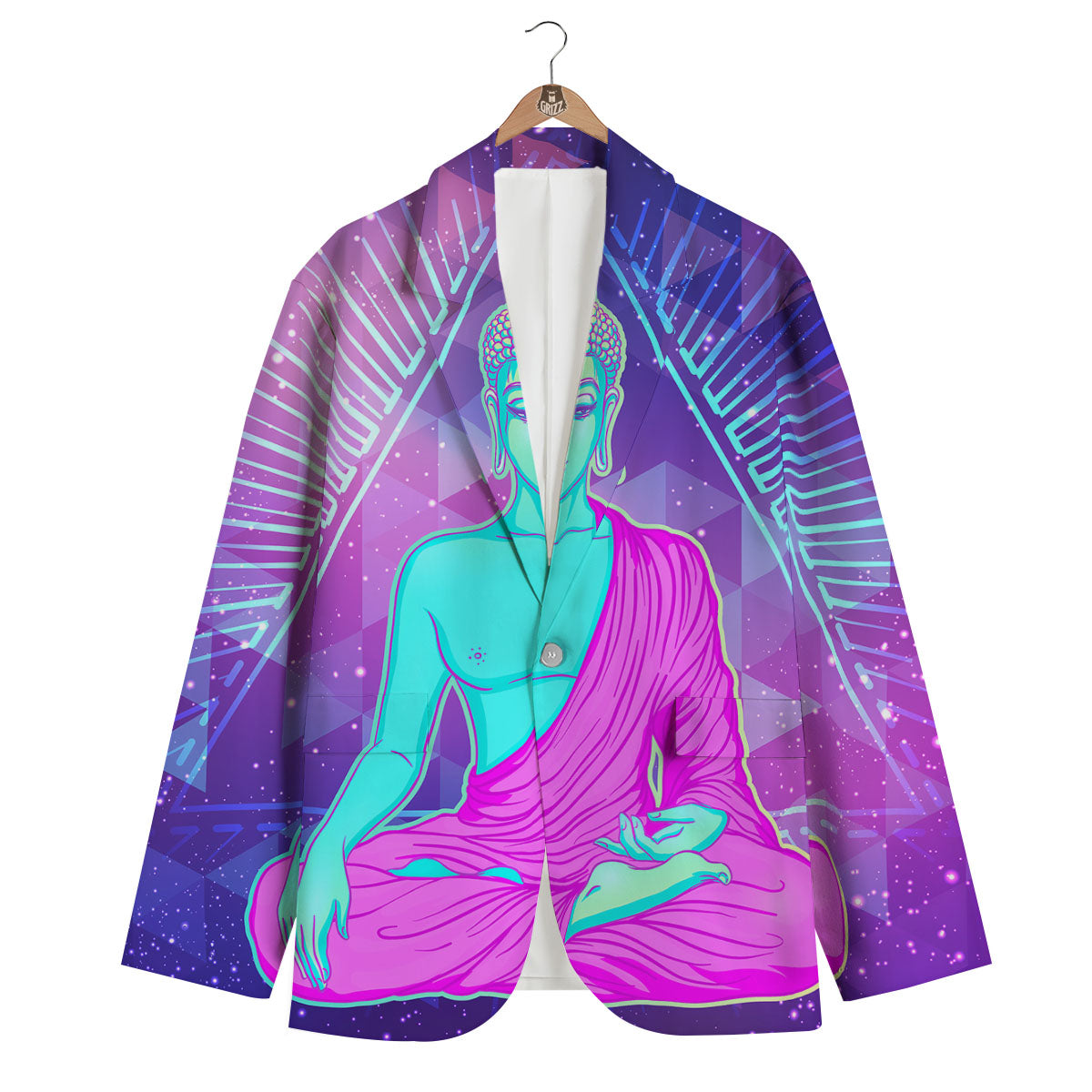 Triangle Psychedelic Buddha.jpg Men's Blazer-grizzshop