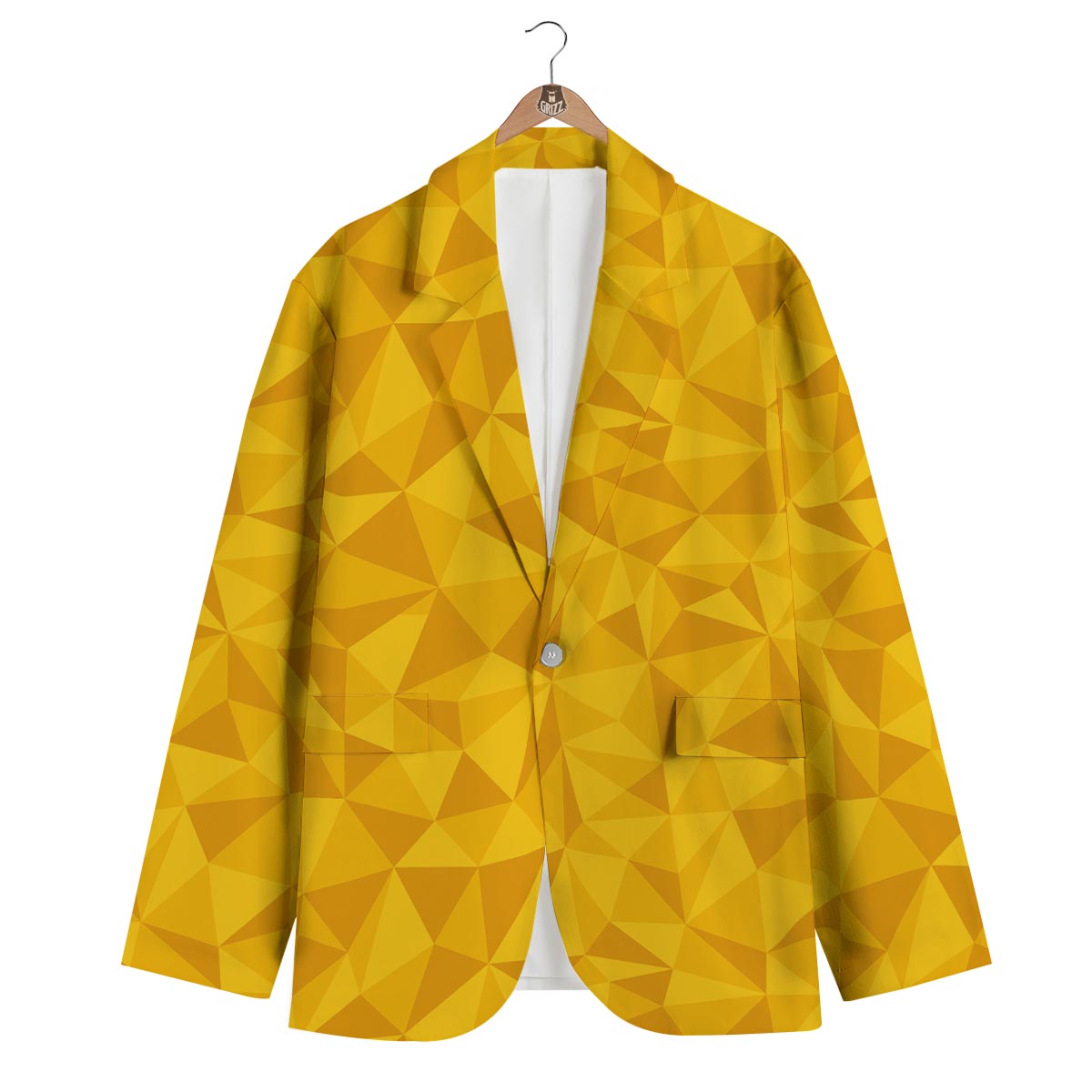 Triangle Yellow Pattern Print Men's Blazer-grizzshop
