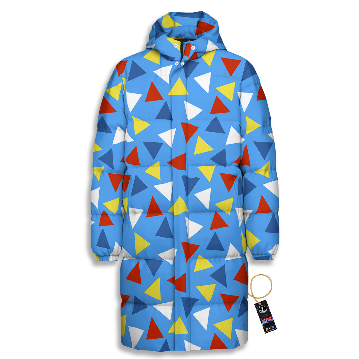 Triangle Autism Awareness Color Print Pattern Long Down Jacket