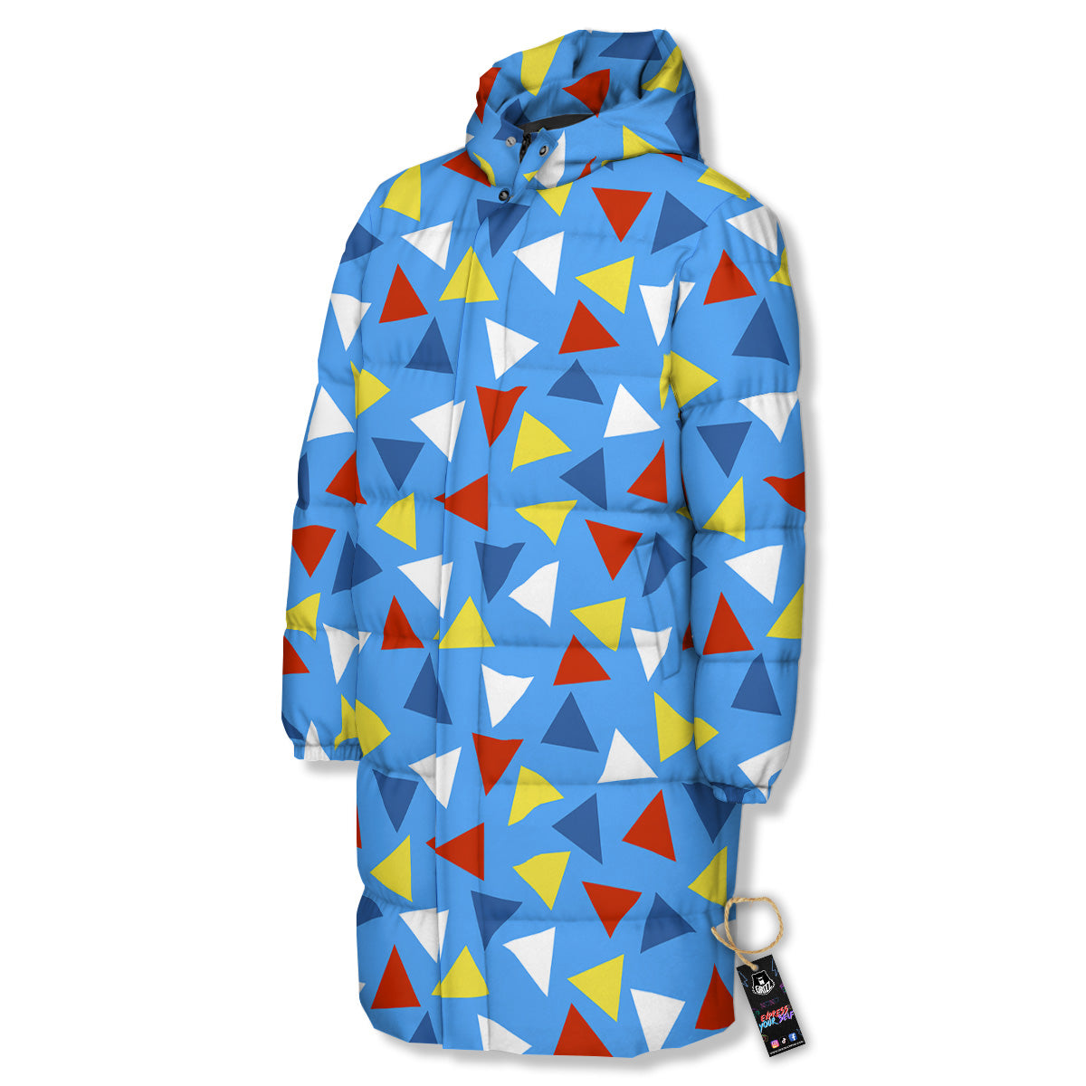 Triangle Autism Awareness Color Print Pattern Long Down Jacket