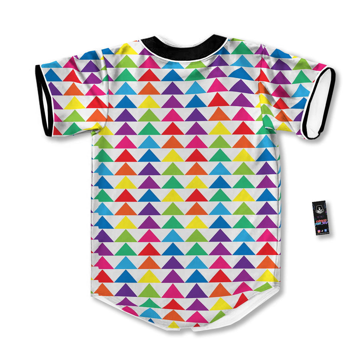 Triangles Rainbow Print Pattern Baseball Jersey-grizzshop