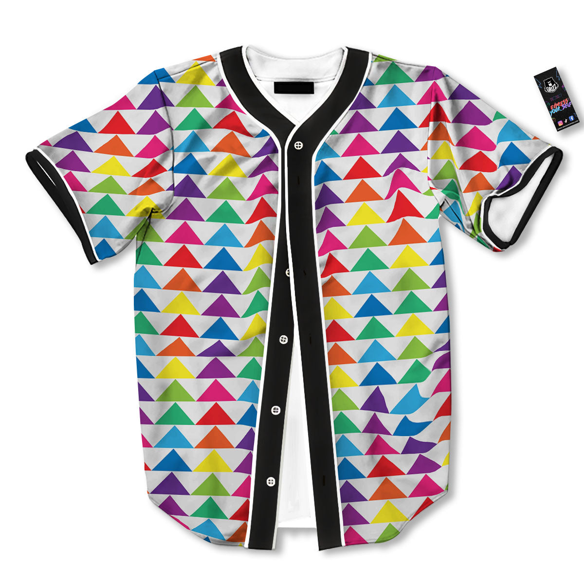 Triangles Rainbow Print Pattern Baseball Jersey-grizzshop