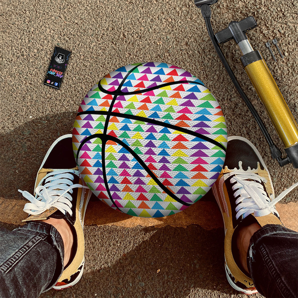 Triangles Rainbow Print Pattern Basketball-grizzshop