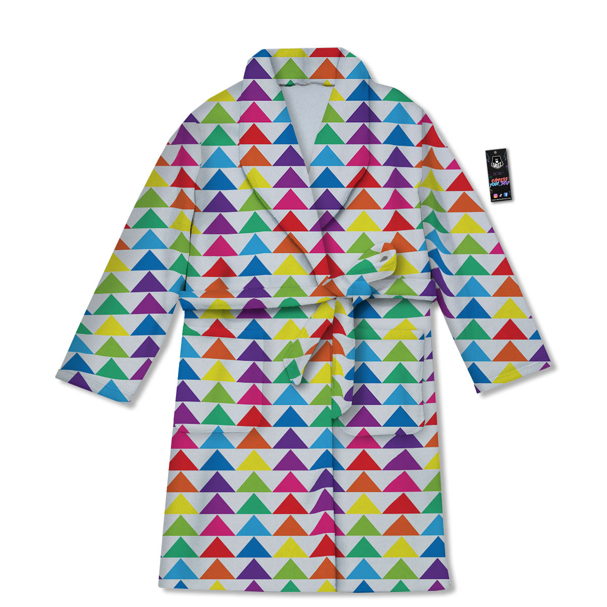 Triangles Rainbow Print Pattern Bathrobe-grizzshop