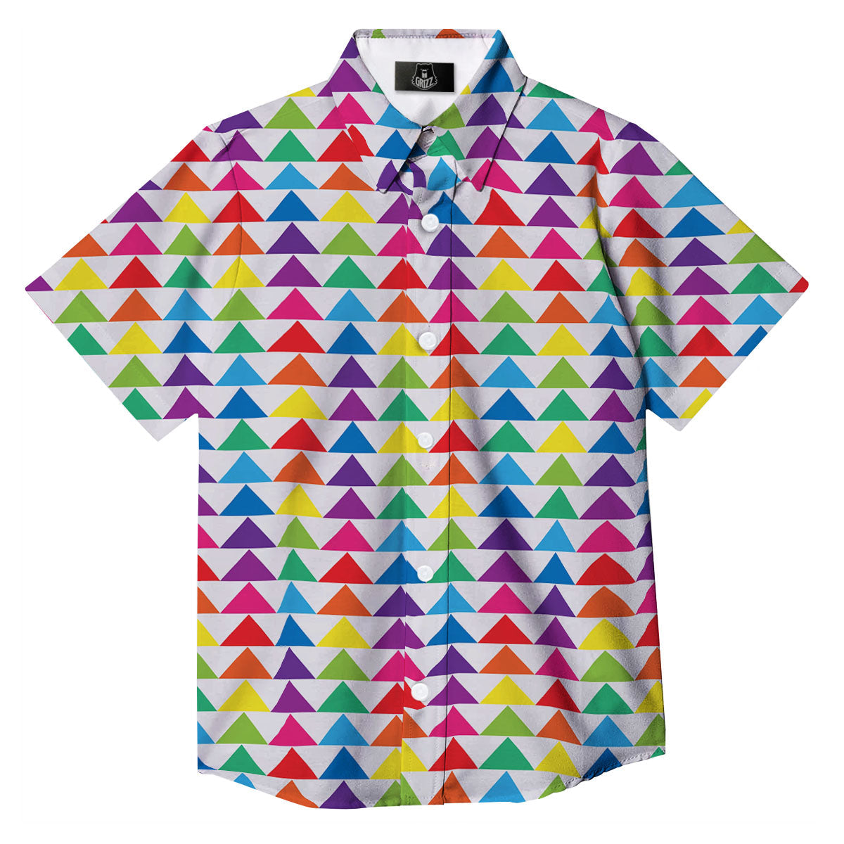 Triangles Rainbow Print Pattern Button Up Shirt-grizzshop