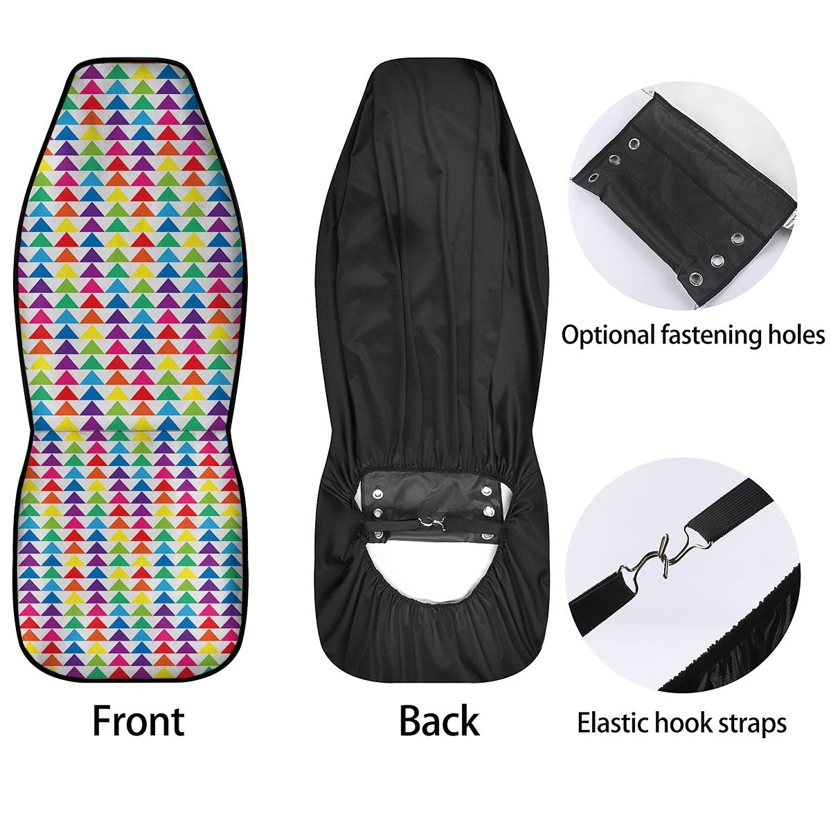 Triangles Rainbow Print Pattern Car Seat Covers-grizzshop