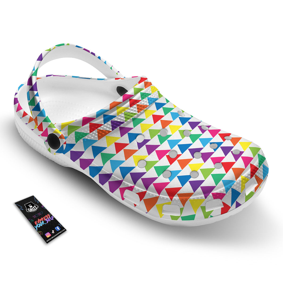 Triangles Rainbow Print Pattern Clog-grizzshop
