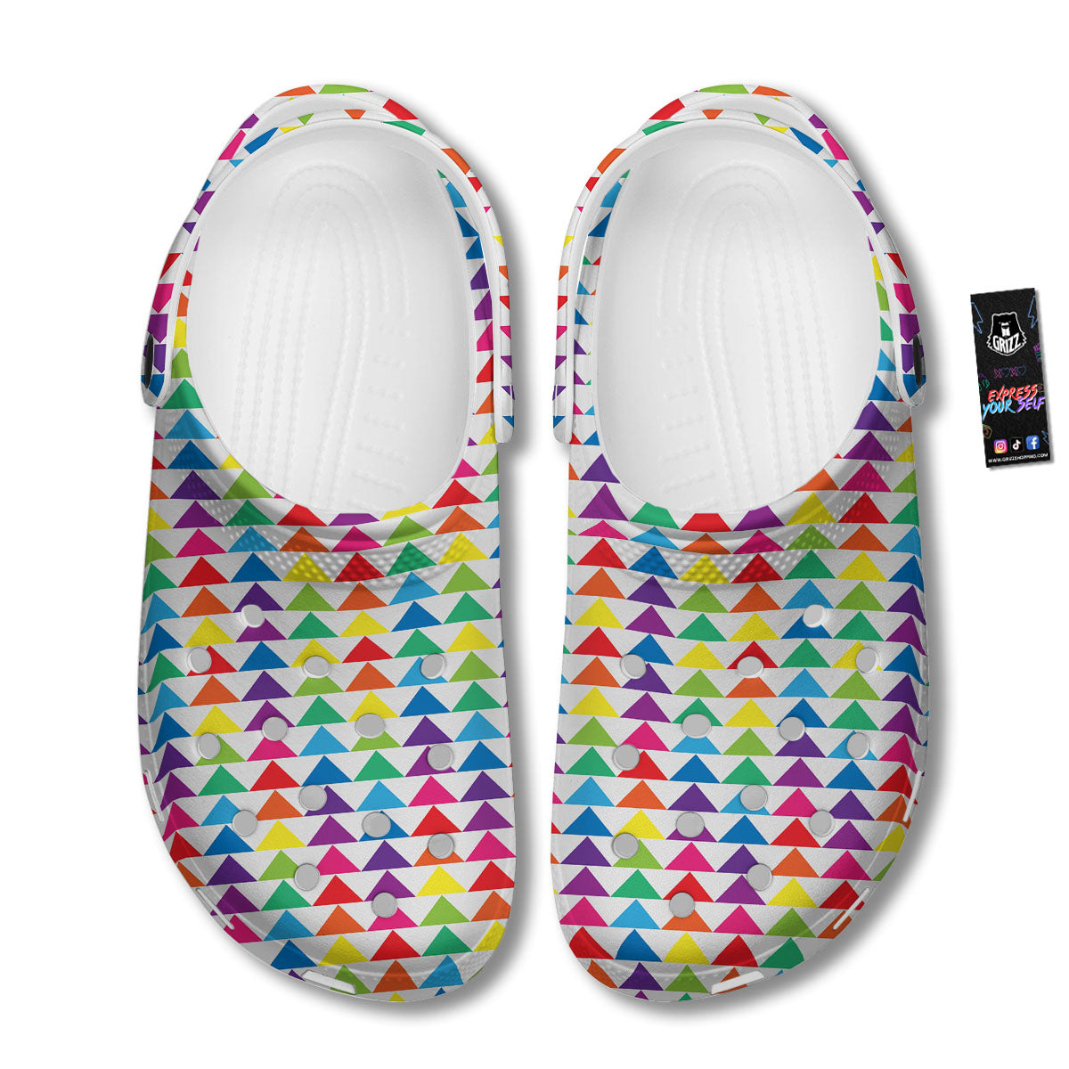 Triangles Rainbow Print Pattern Clog-grizzshop