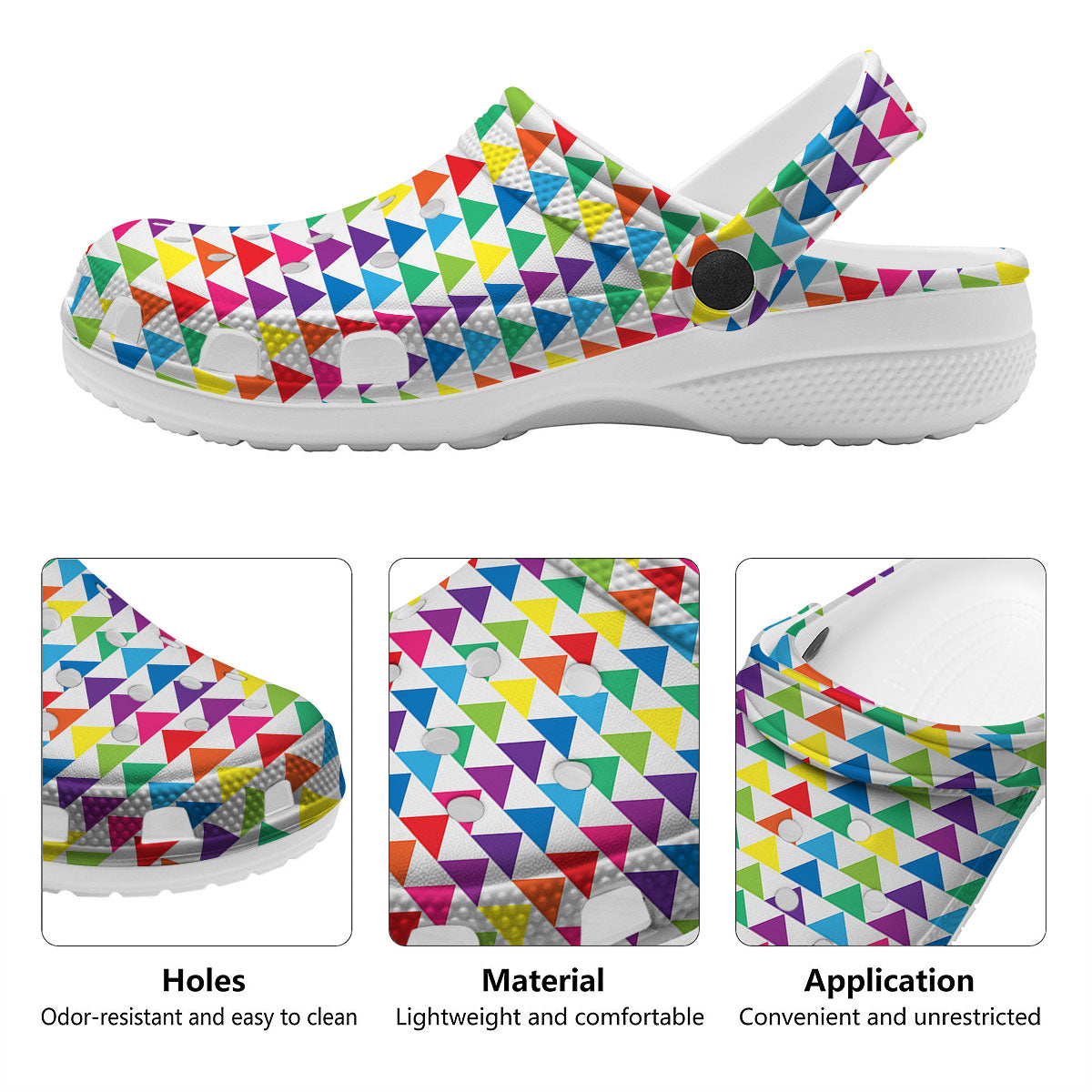 Triangles Rainbow Print Pattern Clog-grizzshop
