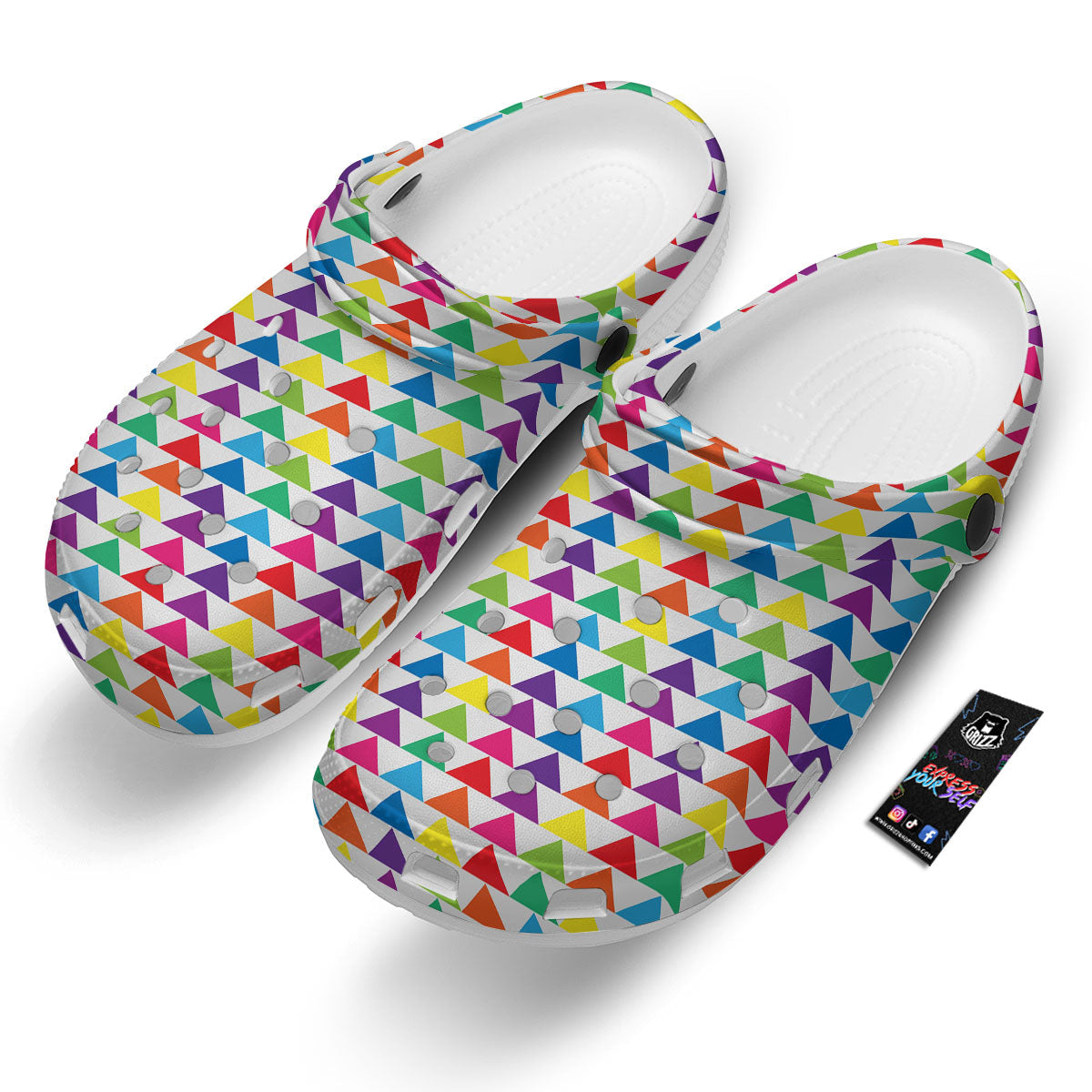 Triangles Rainbow Print Pattern Clog-grizzshop