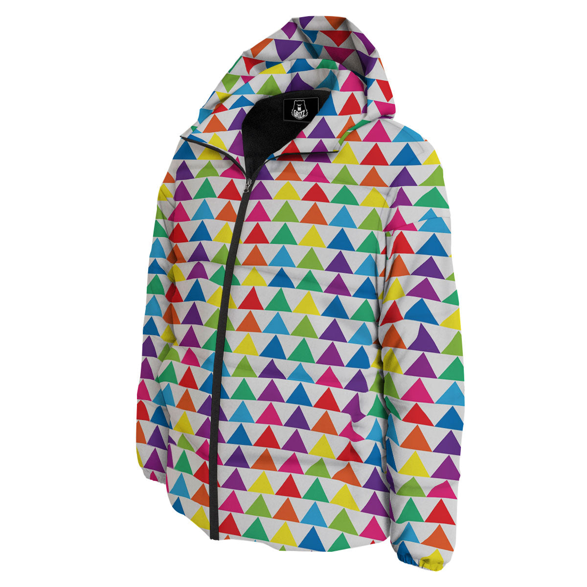Triangles Rainbow Print Pattern Down Jacket-grizzshop