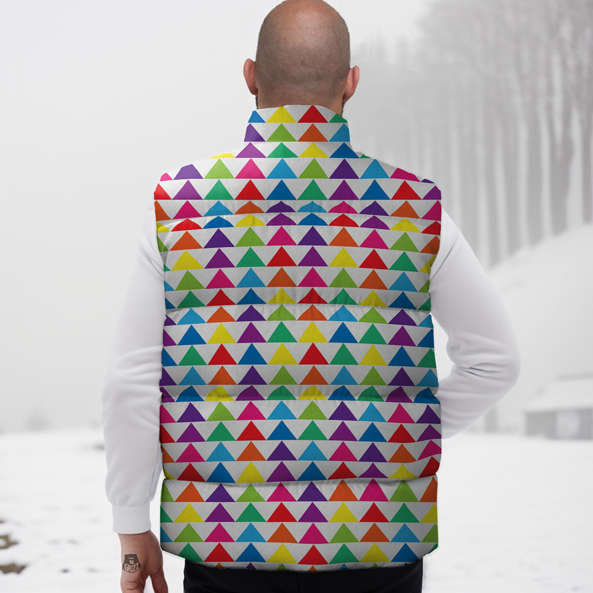 Triangles Rainbow Print Pattern Down Vest