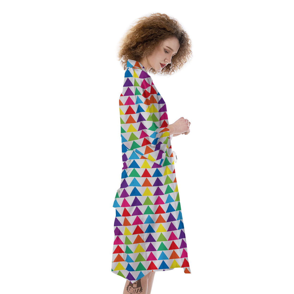 Triangles Rainbow Print Pattern Kimono-grizzshop