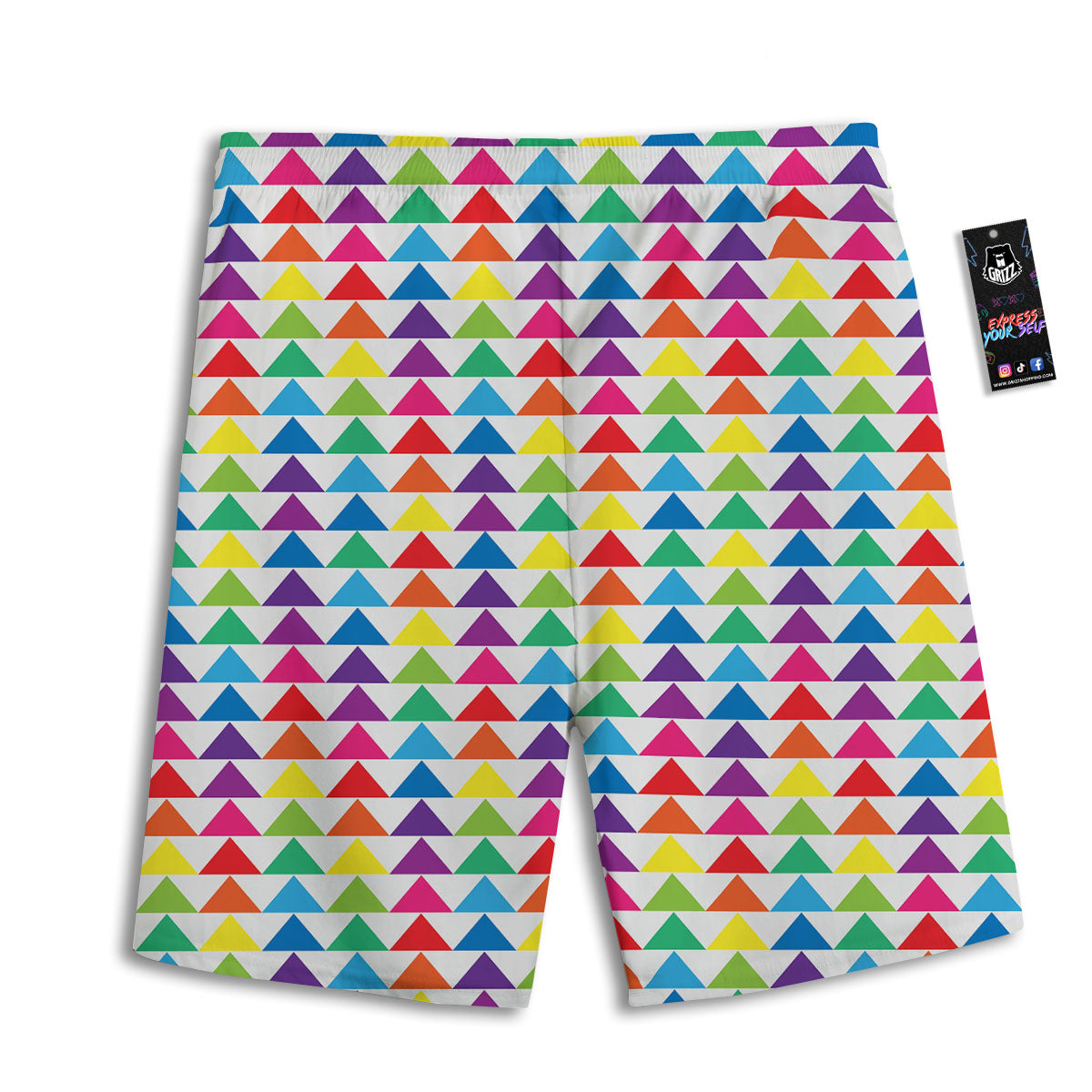 Triangles Rainbow Print Pattern Men's Athletic Shorts