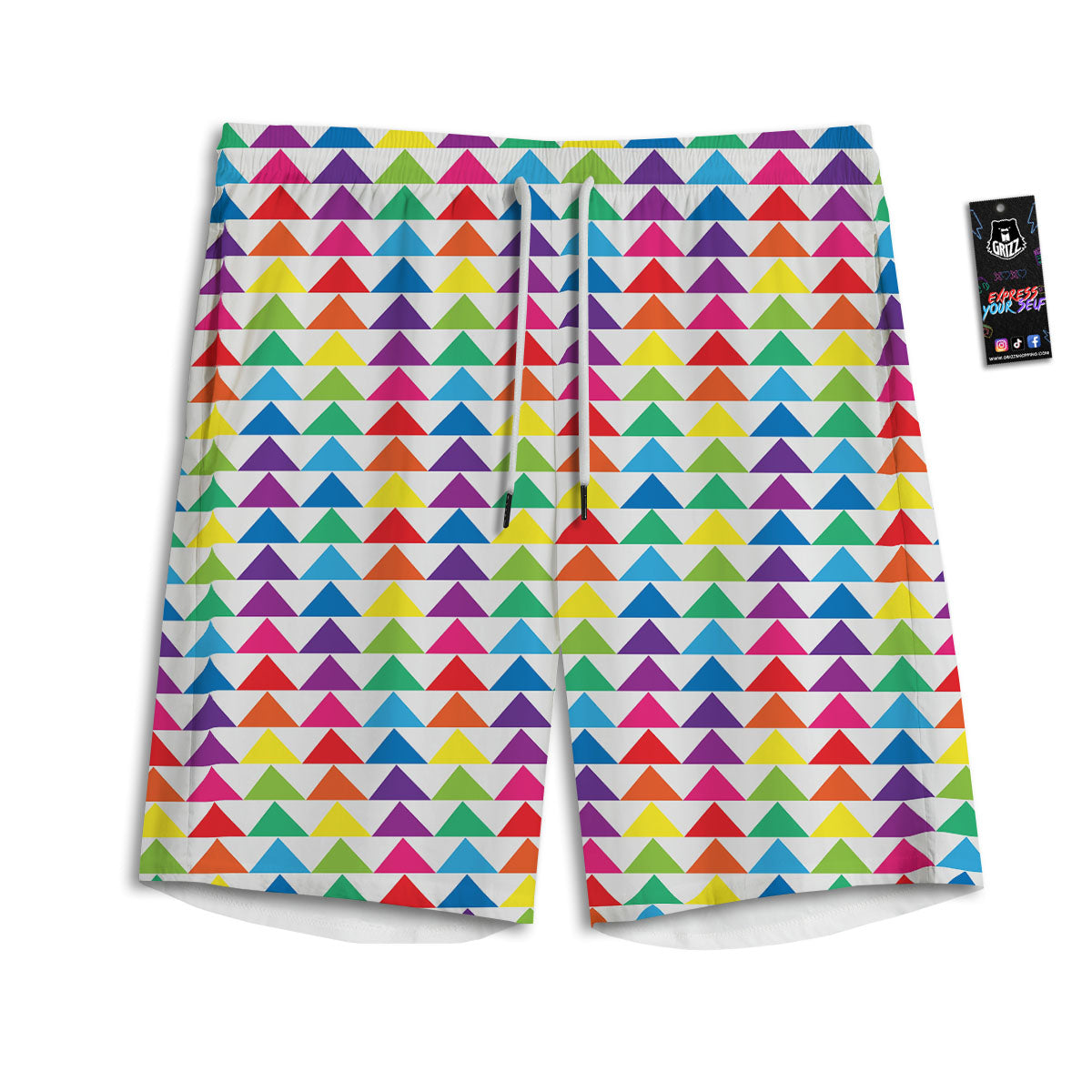 Triangles Rainbow Print Pattern Men's Athletic Shorts