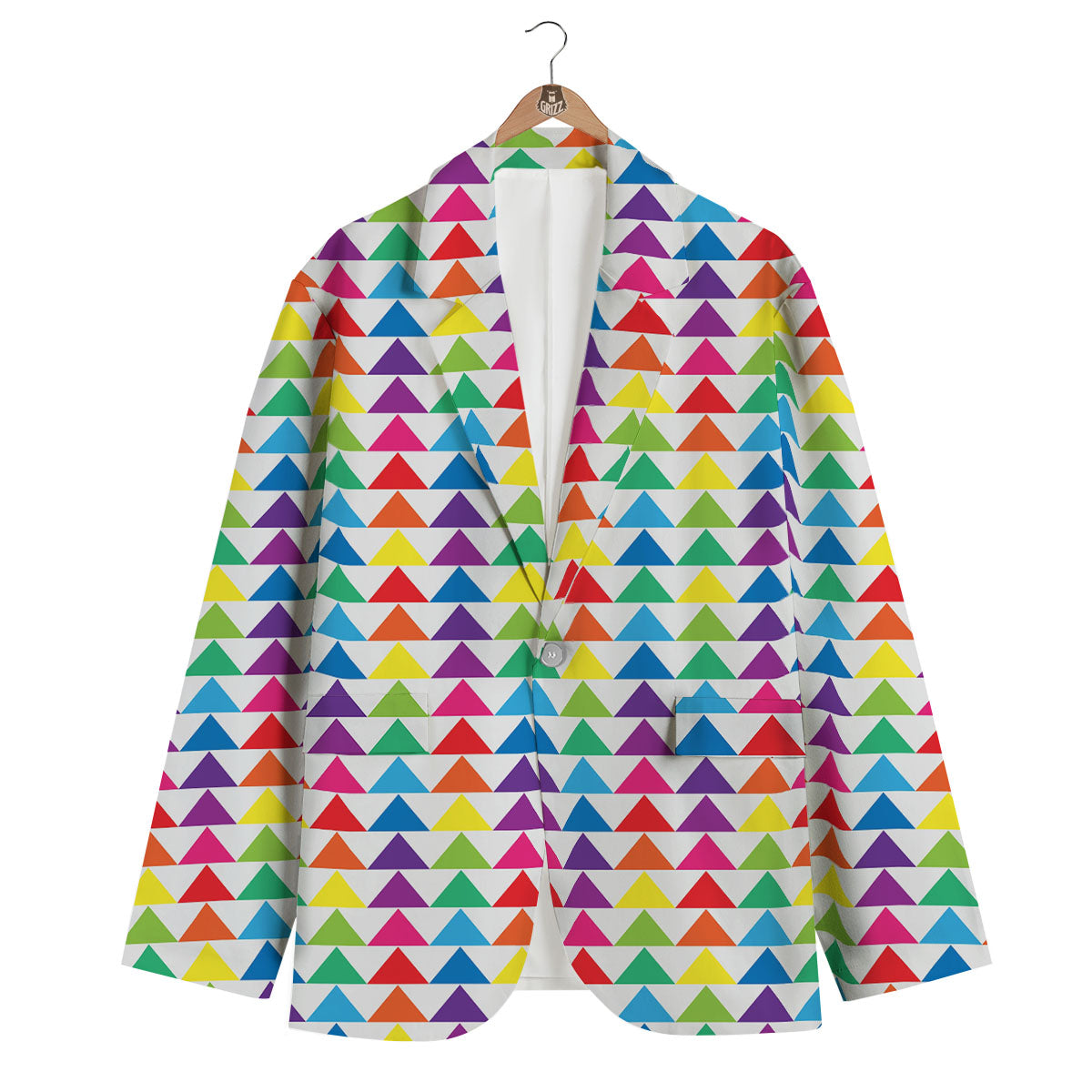 Triangles Rainbow Print Pattern Men's Blazer-grizzshop