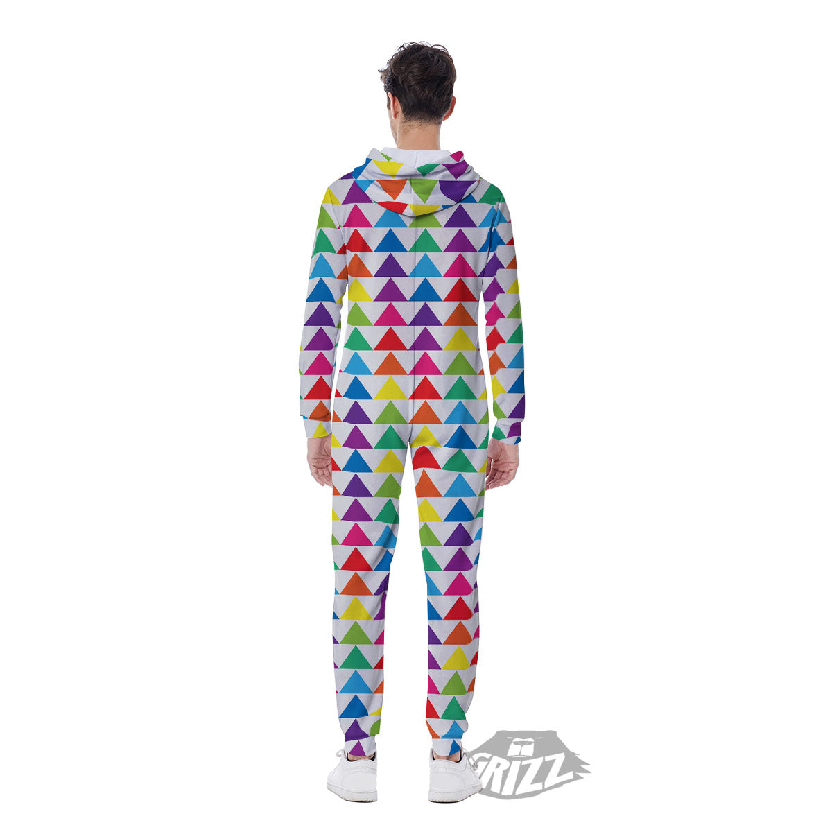 Triangles Rainbow Print Pattern Men's Jumpsuit-grizzshop