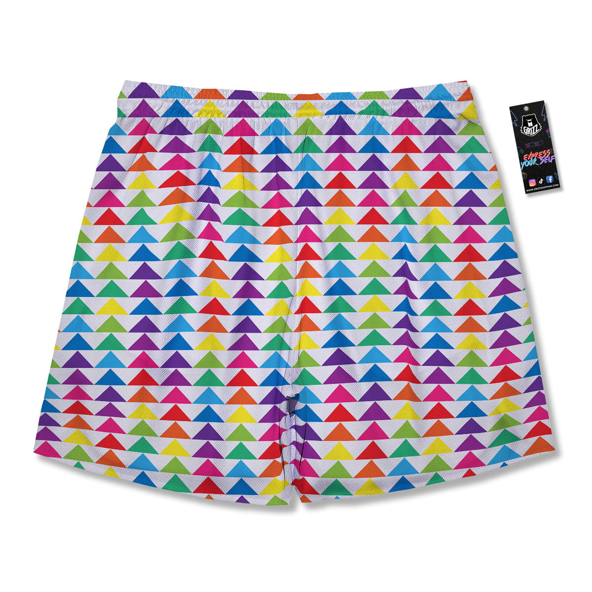 Triangles Rainbow Print Pattern Men's Running Shorts-grizzshop
