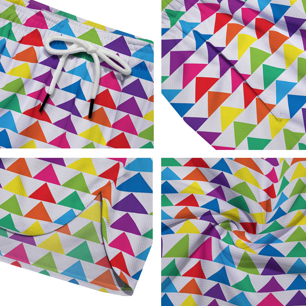 Triangles Rainbow Print Pattern Men's Running Shorts-grizzshop