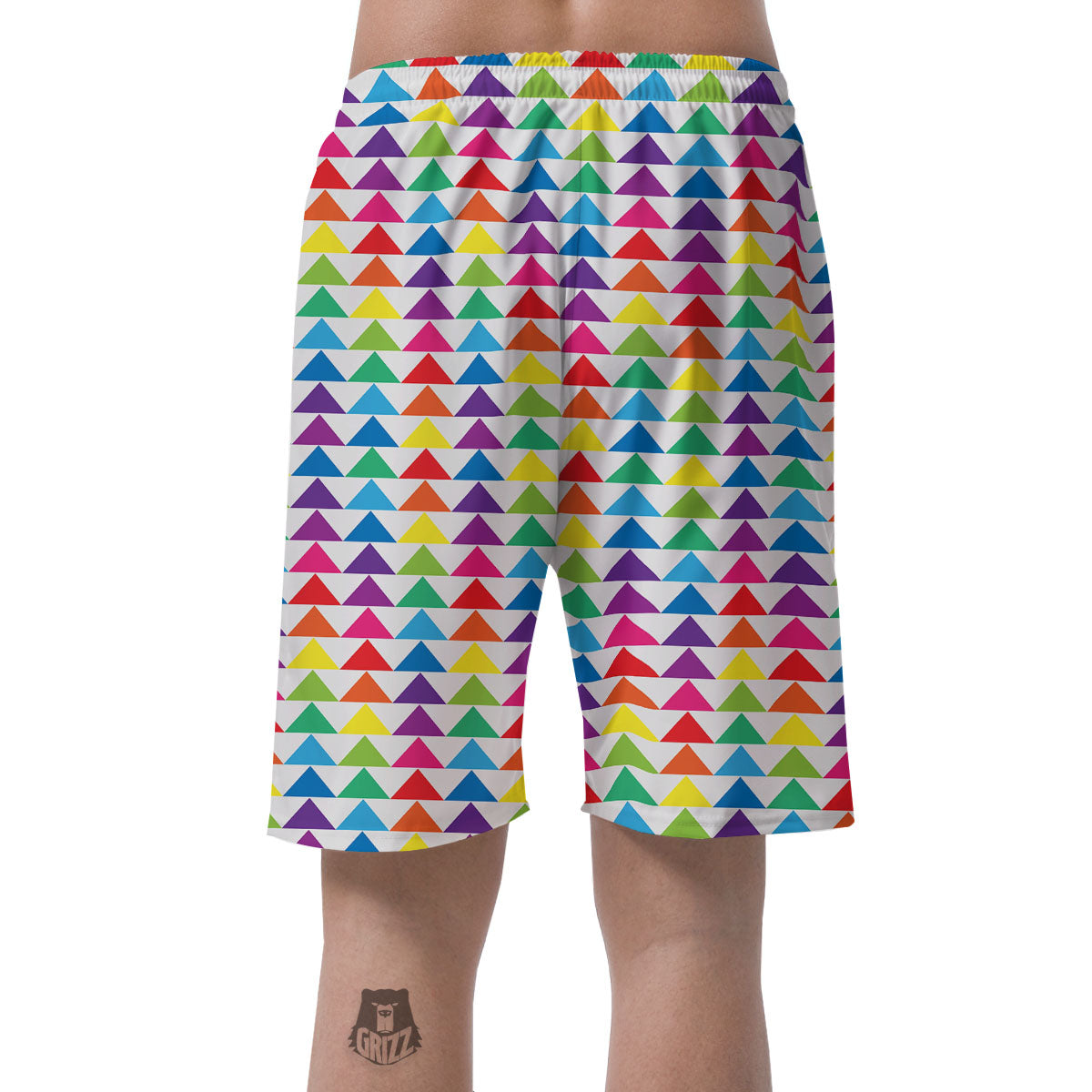 Triangles Rainbow Print Pattern Men's Shorts-grizzshop