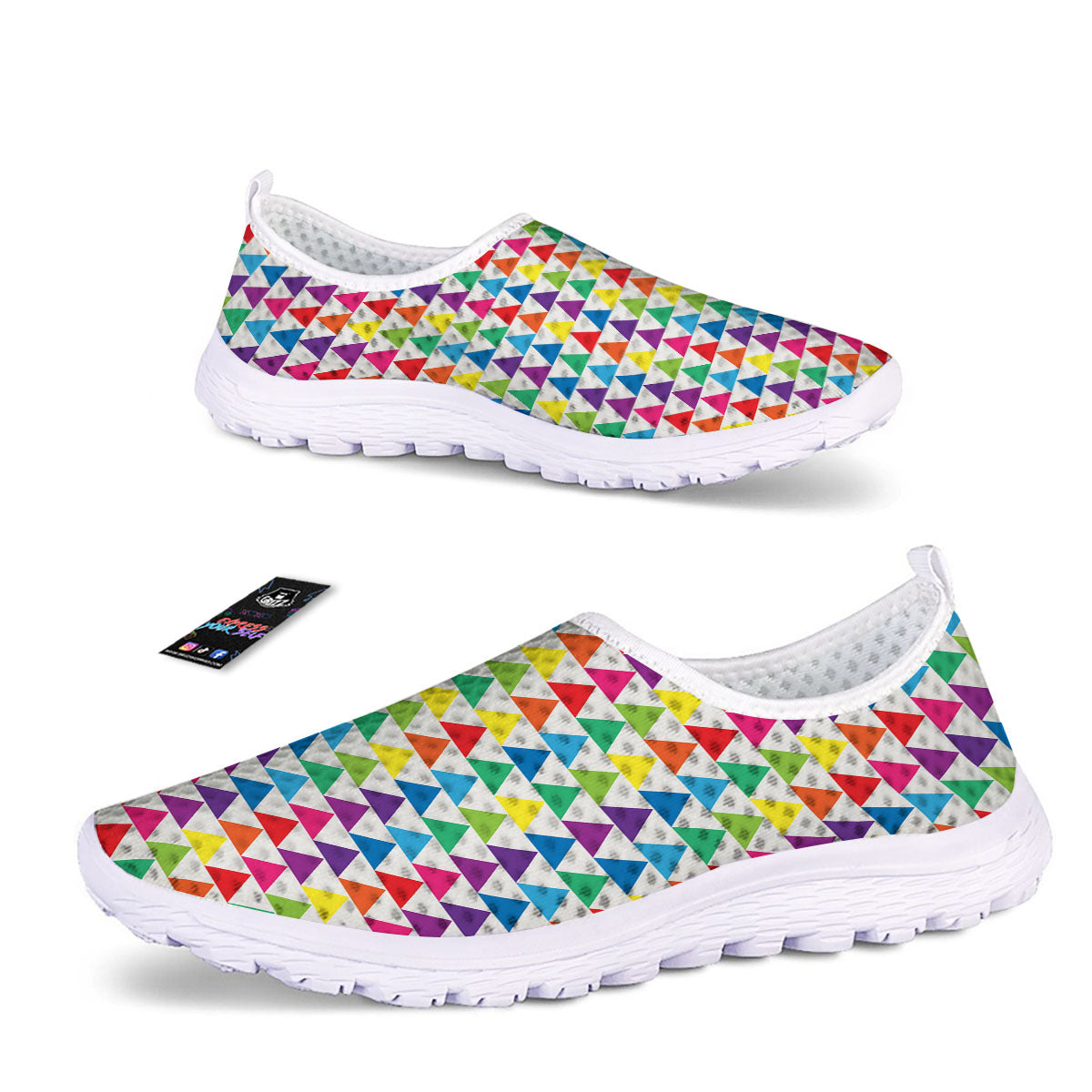 Triangles Rainbow Print Pattern Nurse Shoes-grizzshop