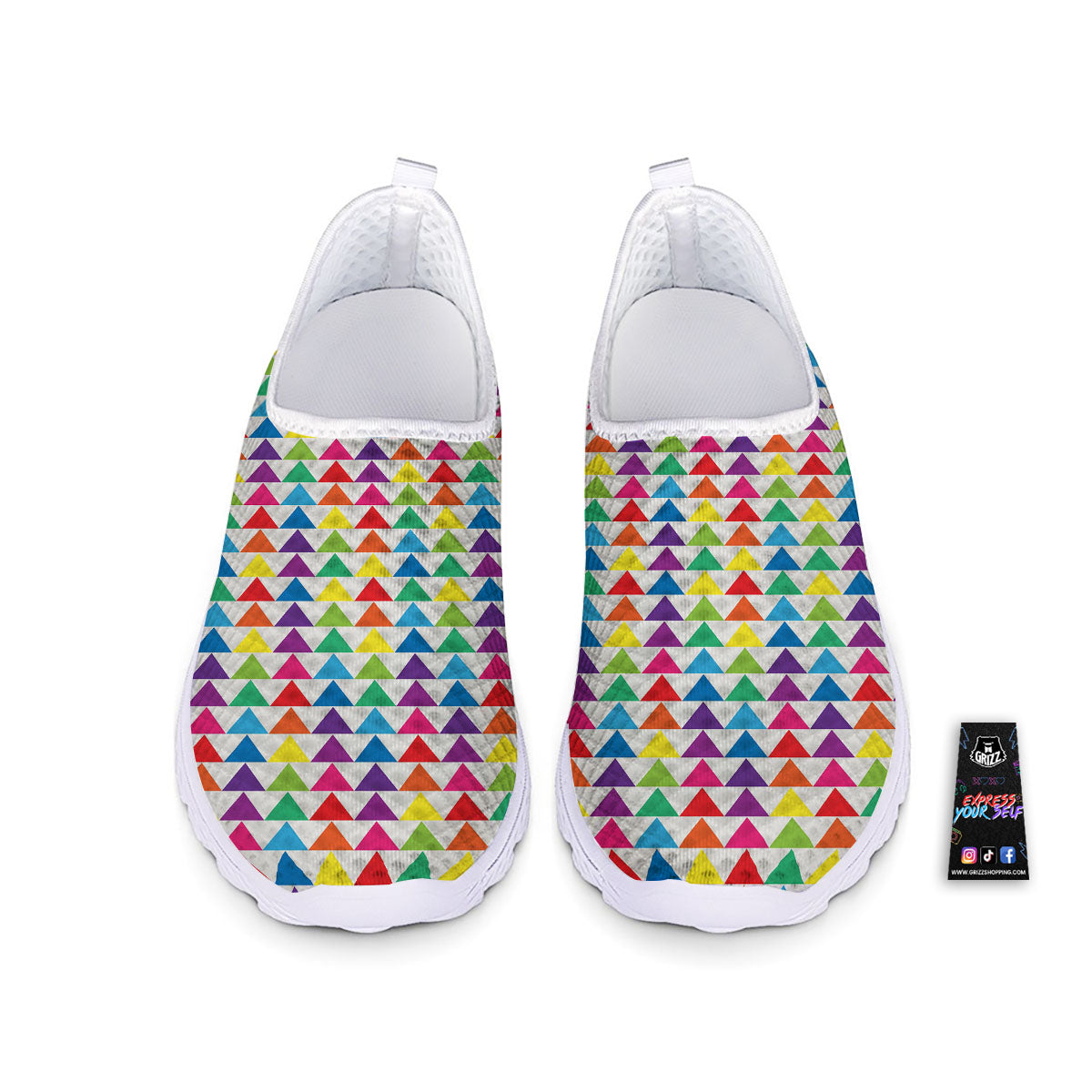 Triangles Rainbow Print Pattern Nurse Shoes-grizzshop