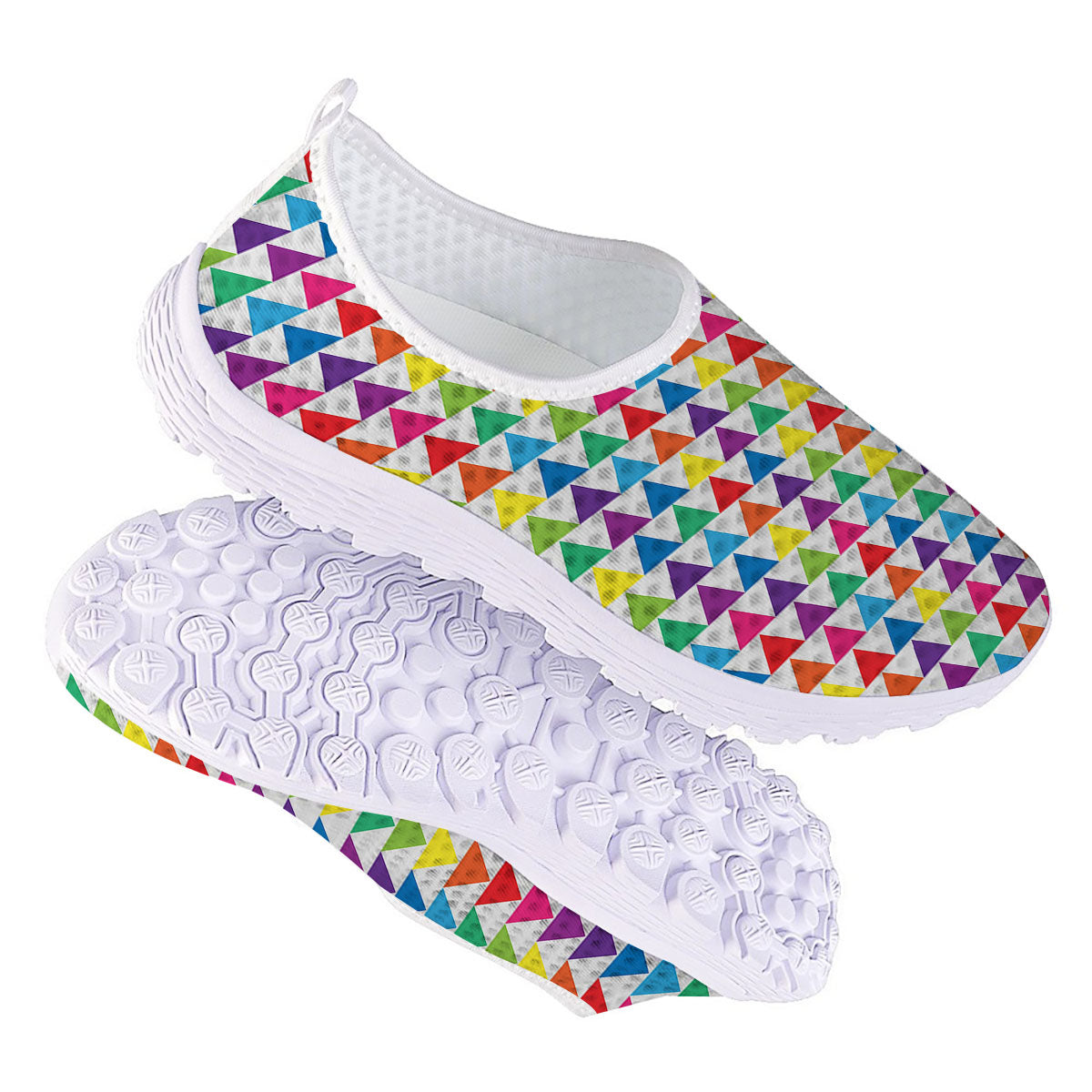 Triangles Rainbow Print Pattern Nurse Shoes-grizzshop