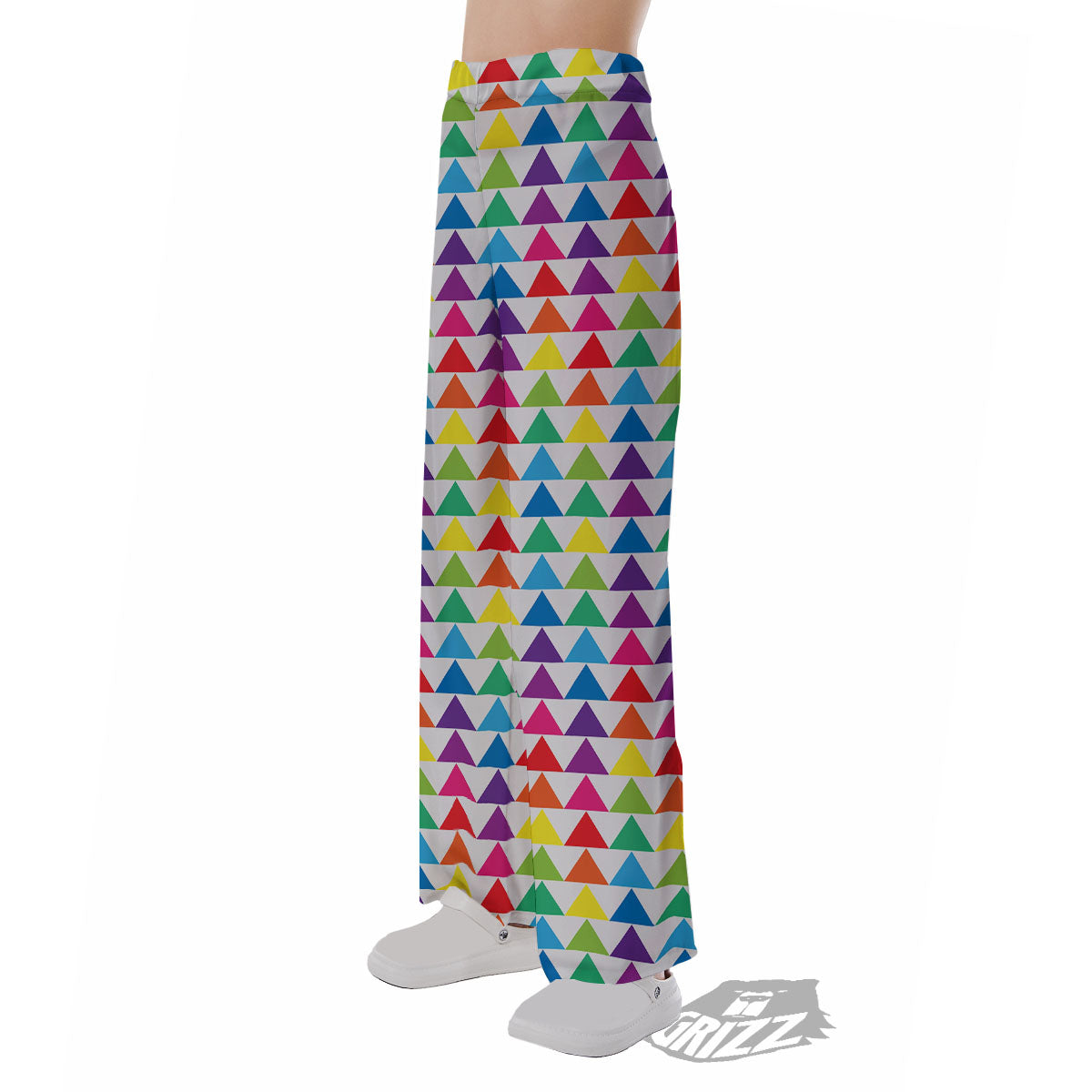 Triangles Rainbow Print Pattern Pajama Pants-grizzshop