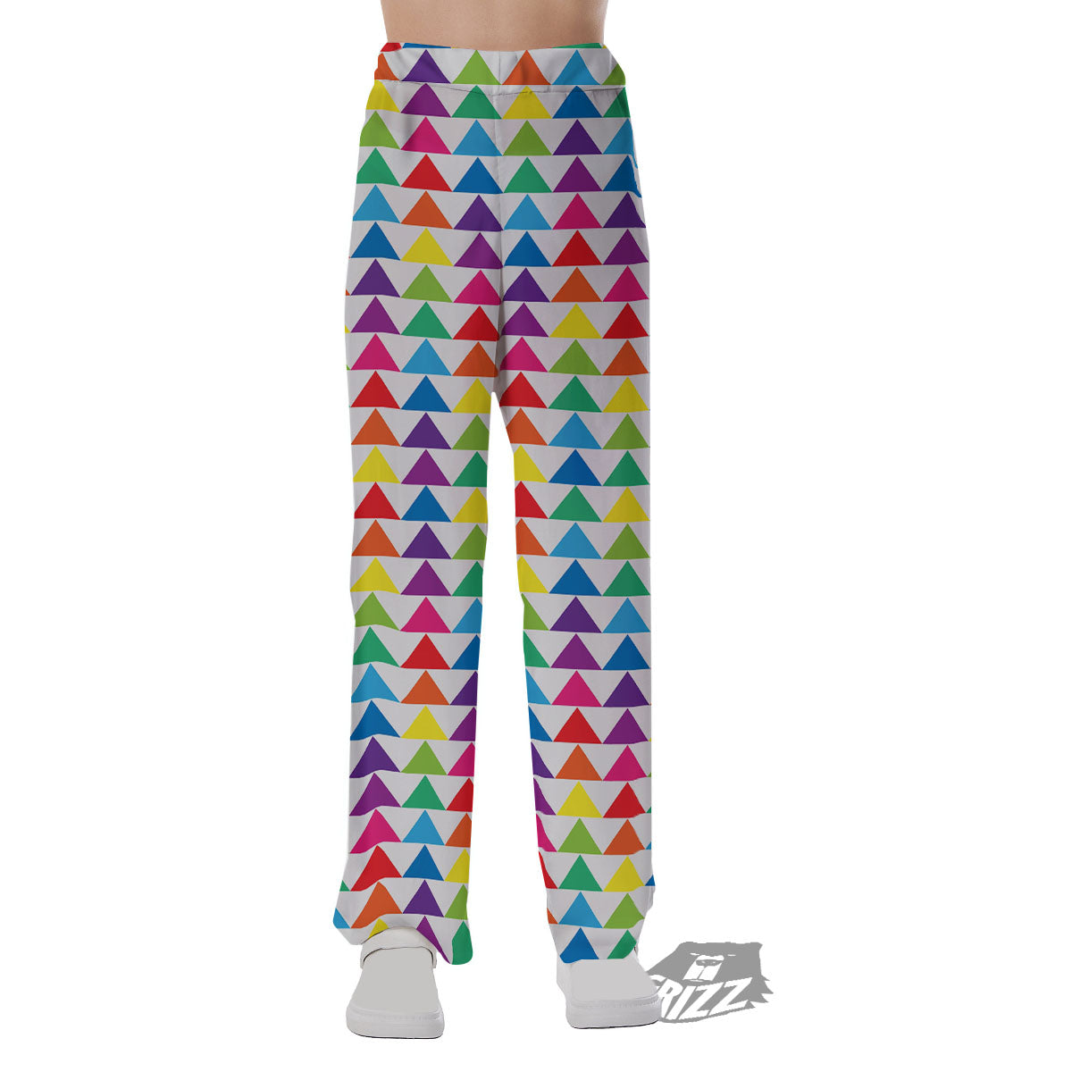 Triangles Rainbow Print Pattern Pajama Pants-grizzshop