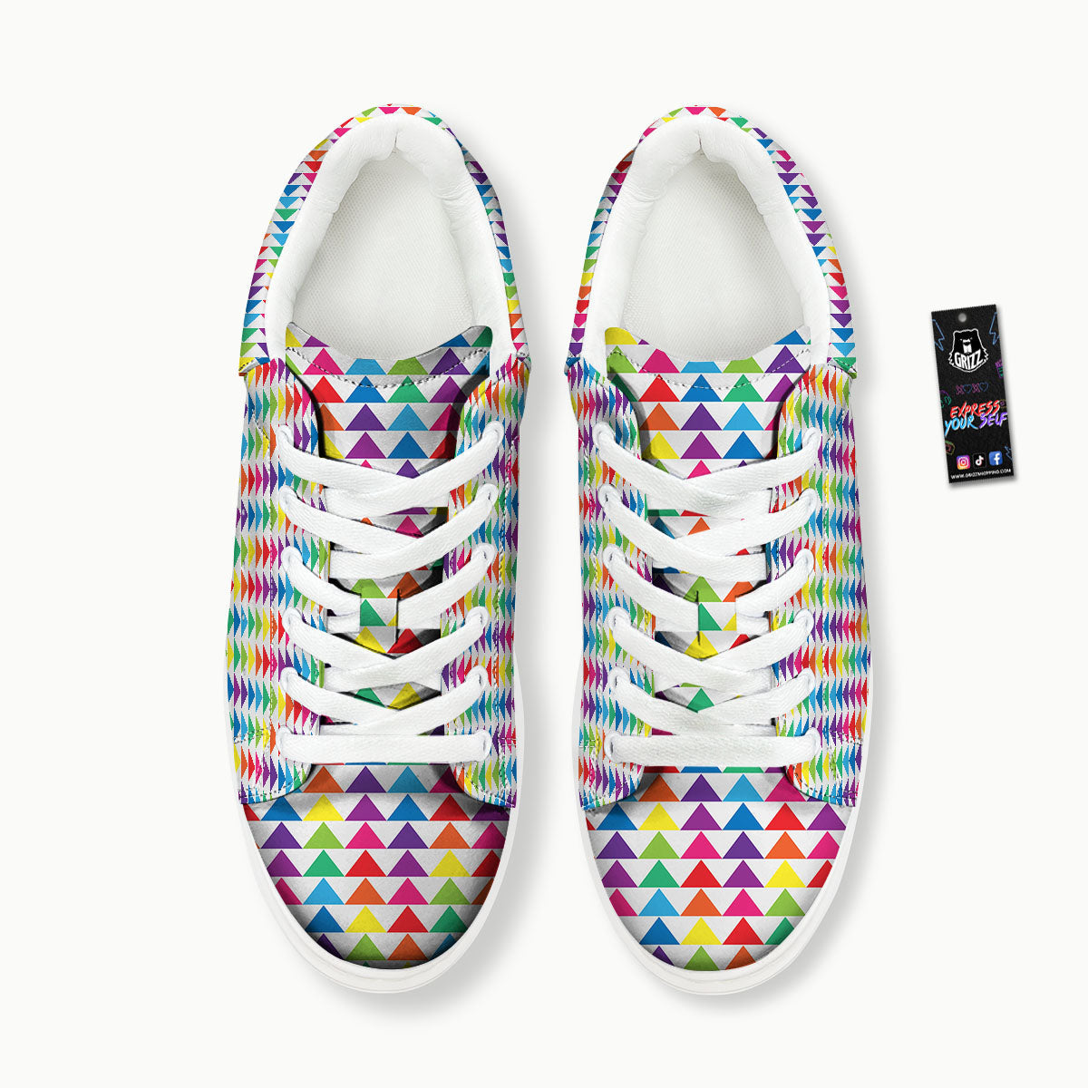 Triangles Rainbow Print Pattern Platform Shoes-grizzshop