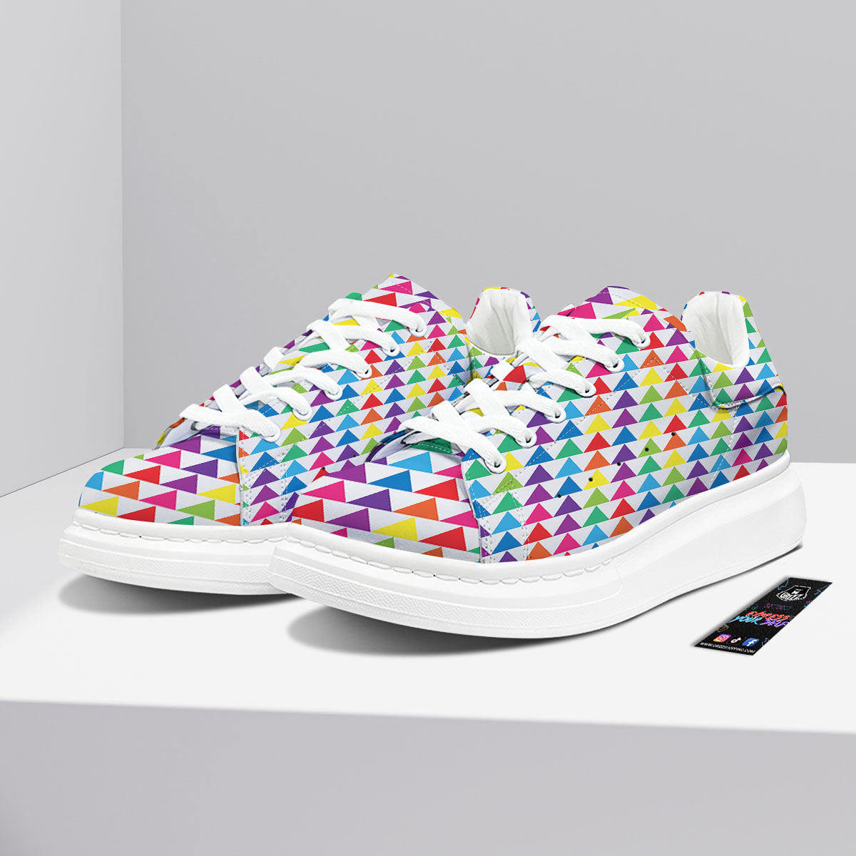 Triangles Rainbow Print Pattern Platform Shoes-grizzshop