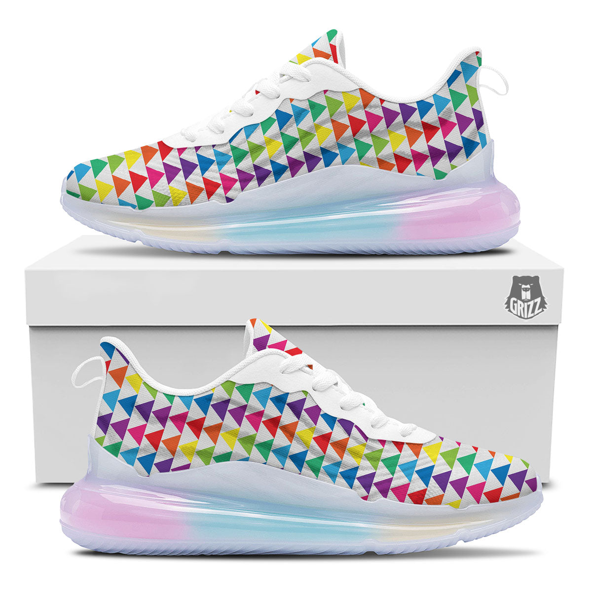 Triangles Rainbow Print Pattern Running Sneakers-grizzshop