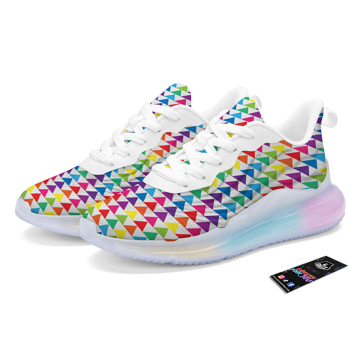 Triangles Rainbow Print Pattern Running Sneakers-grizzshop