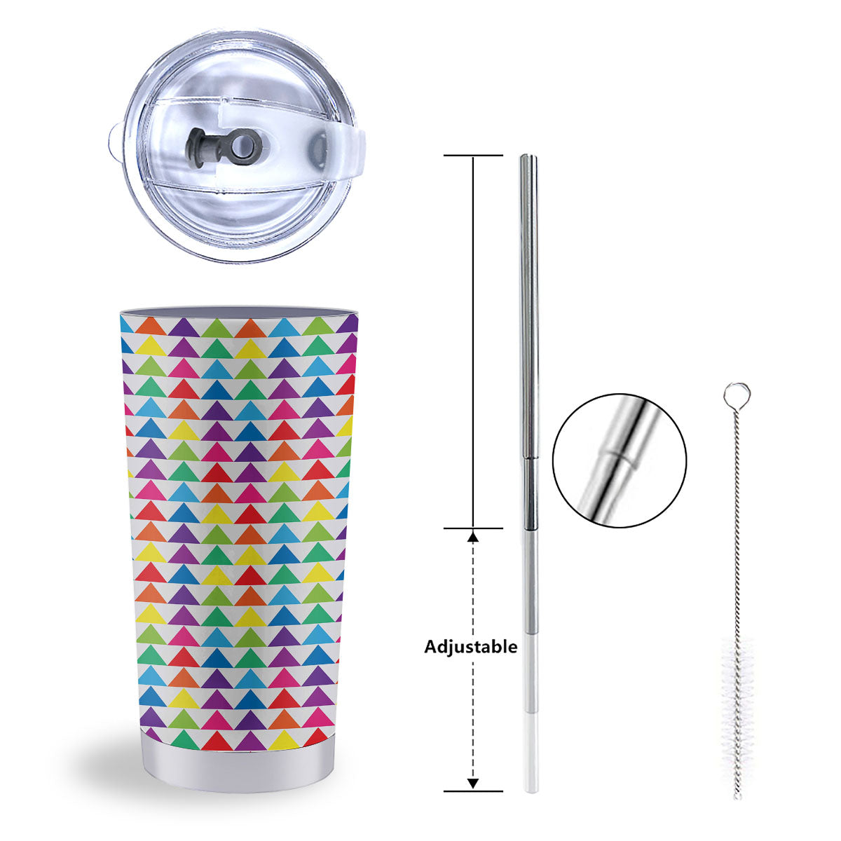 Triangles Rainbow Print Pattern Tumbler-grizzshop