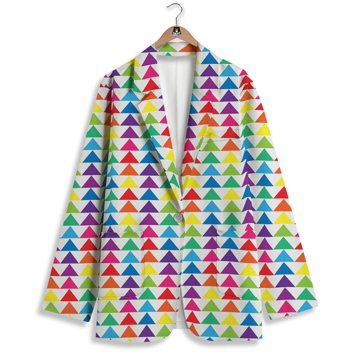 Triangles Rainbow Print Pattern Women's Blazer-grizzshop