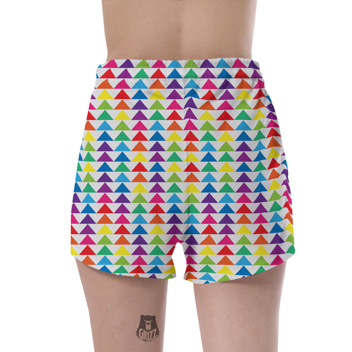 Triangles Rainbow Print Pattern Women's Shorts-grizzshop