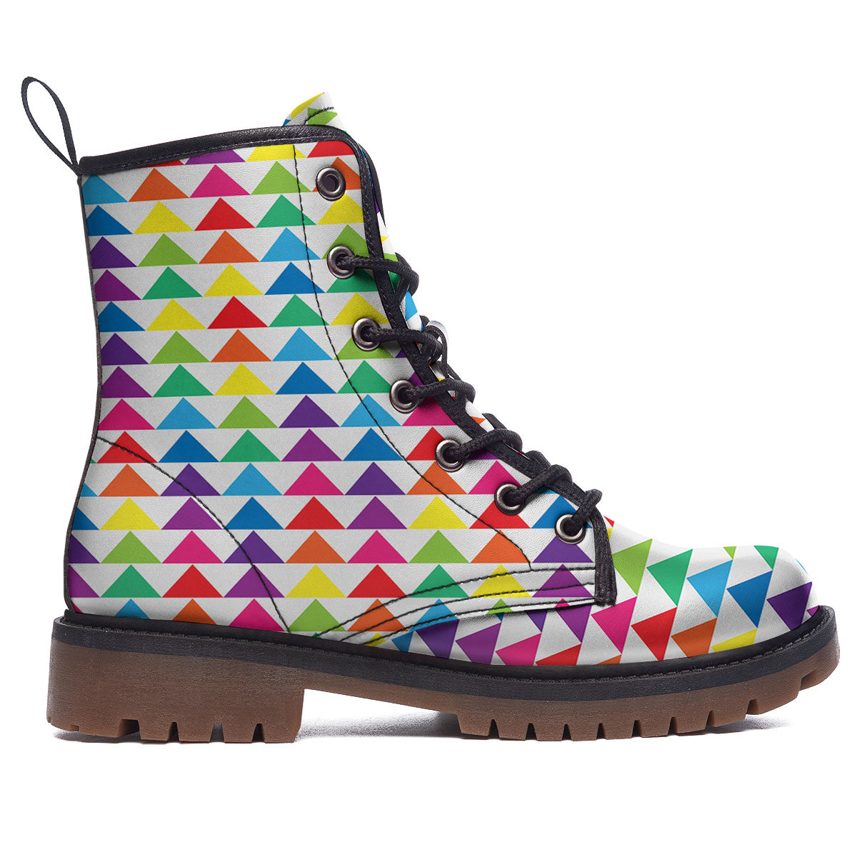 Triangles Rainbow Print Pattern Work Boots-grizzshop