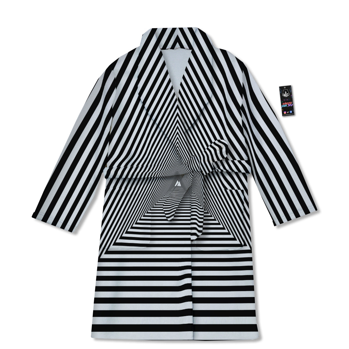 TriangularTunnel Black And White Print Bathrobe-grizzshop