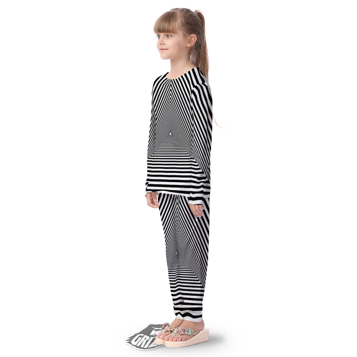 TriangularTunnel Black And White Print Kid's Pajamas-grizzshop