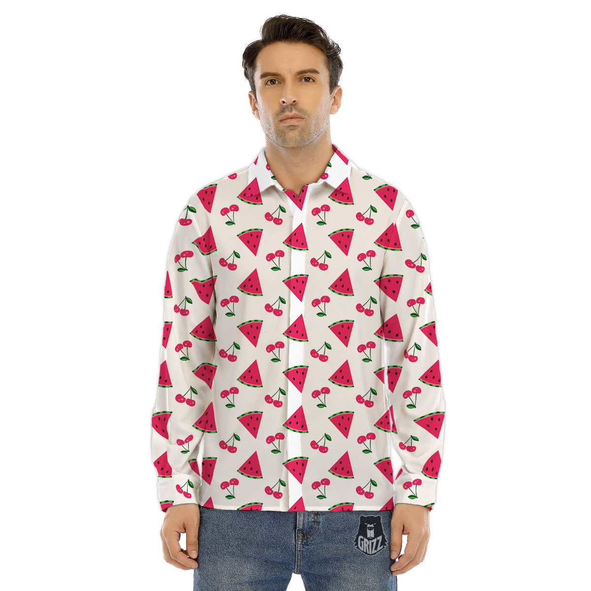 TriangularTunnel Black And White Print Men's Dress Shirts-grizzshop