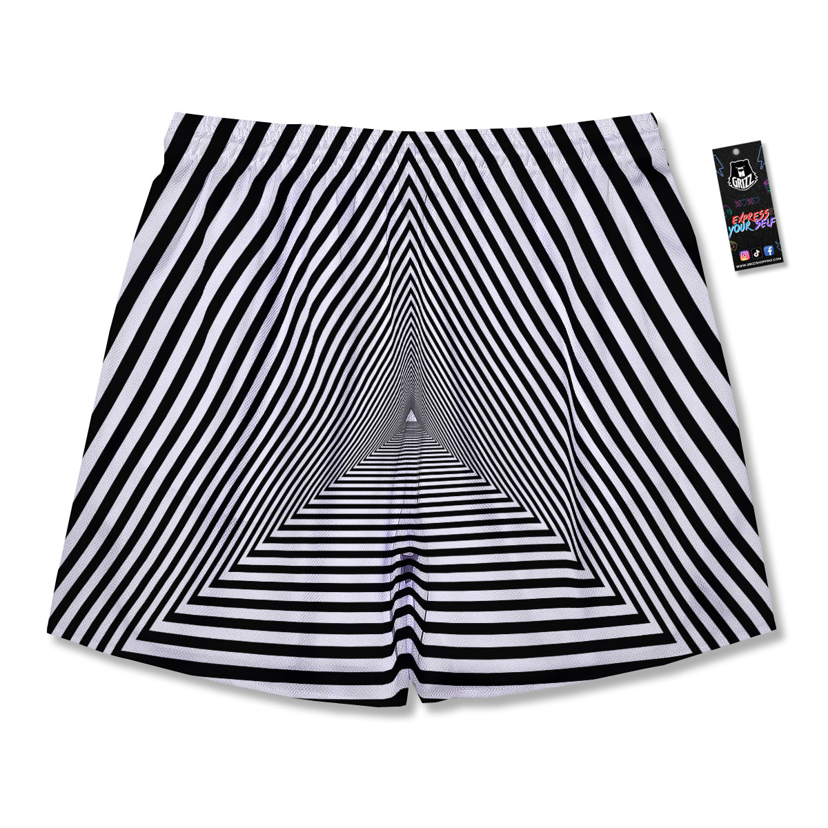 TriangularTunnel Black And White Print Men's Running Shorts-grizzshop