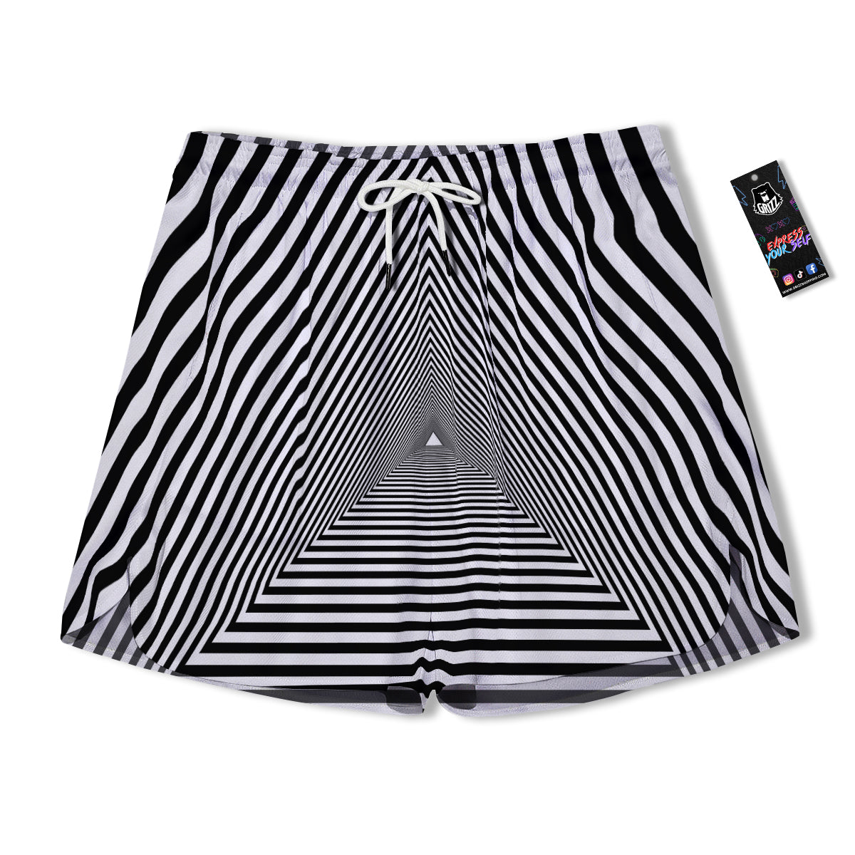 TriangularTunnel Black And White Print Men's Running Shorts-grizzshop