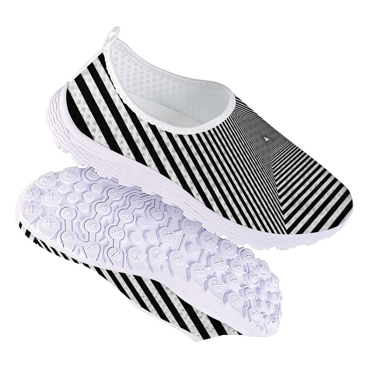 TriangularTunnel Black And White Print Nurse Shoes-grizzshop
