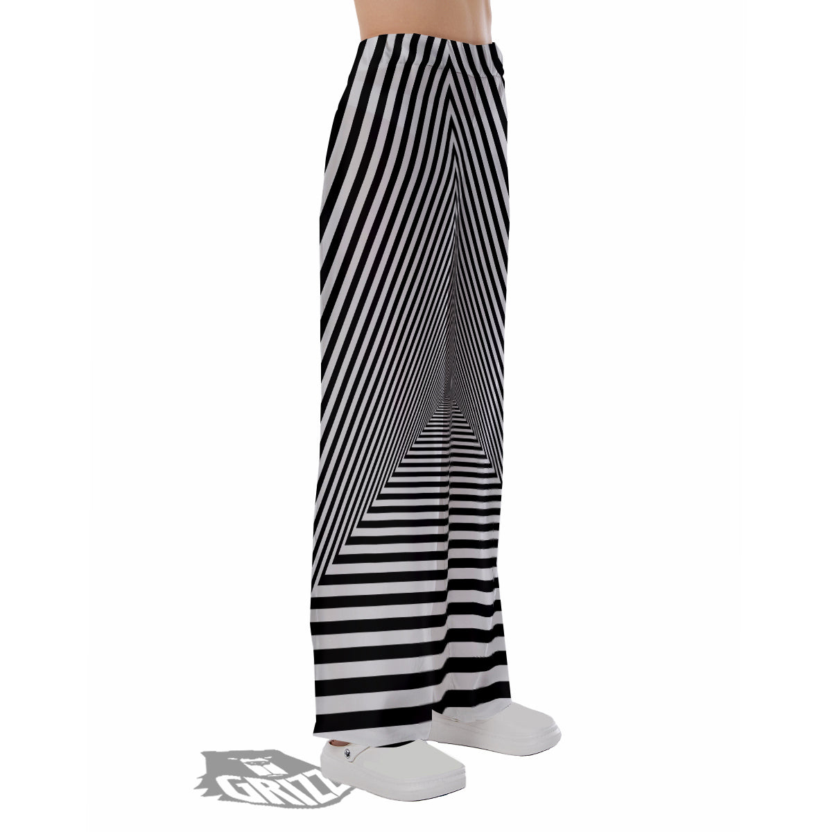 TriangularTunnel Black And White Print Pajama Pants-grizzshop