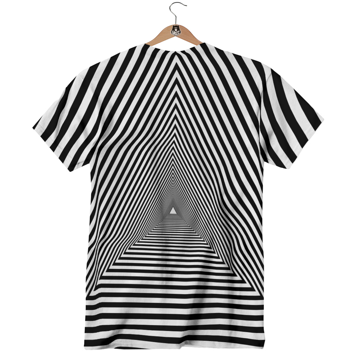 TriangularTunnel Black And White Print T-Shirt-grizzshop