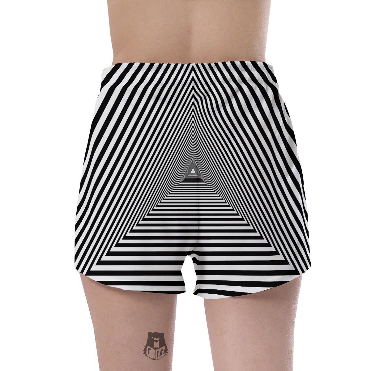 TriangularTunnel Black And White Print Women's Shorts-grizzshop