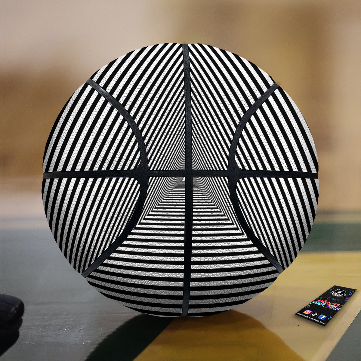 TriangularTunnel Black And White Print Basketball