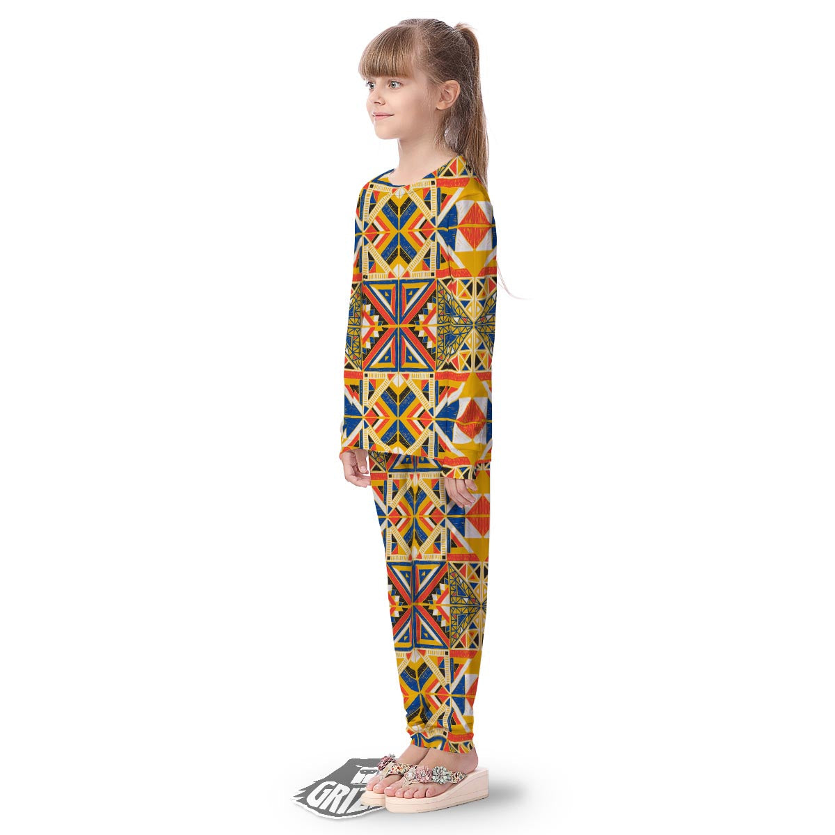 Tribal African Ethnic Sunset Print Pattern Kid's Pajamas-grizzshop