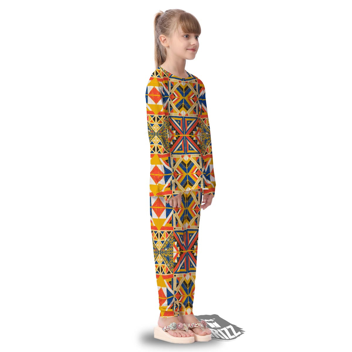 Tribal African Ethnic Sunset Print Pattern Kid's Pajamas-grizzshop