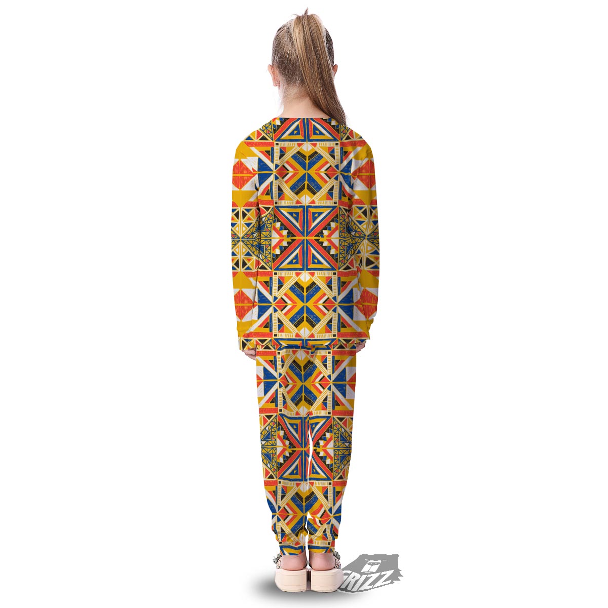 Tribal African Ethnic Sunset Print Pattern Kid's Pajamas-grizzshop